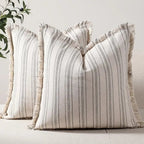 Cotton-Blend Textured Stripe Cushion Cover (18 x 18 in)