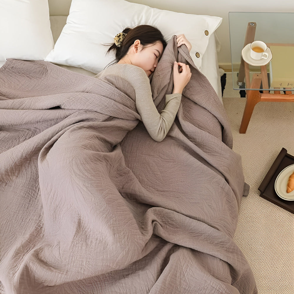 Cotton Throw Blanket Antibacterial & Breathable Year-Round