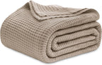 Cotton Throw Blanket Long-Staple Waffle Weave Machine Washable