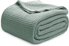 Cotton Throw Blanket Long-Staple Waffle Weave Machine Washable