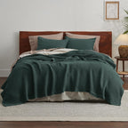 Cotton Throw Blanket Long-Staple Waffle Weave Machine Washable