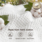 Cotton Throw Blanket Long-Staple Waffle Weave Machine Washable