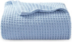 Cotton Throw Blanket Long-Staple Waffle Weave Machine Washable