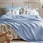 Cotton Throw Blanket Long-Staple Waffle Weave Machine Washable