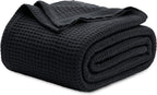 Cotton Throw Blanket Long-Staple Waffle Weave Machine Washable