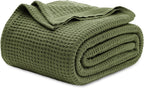 Cotton Throw Blanket Long-Staple Waffle Weave Machine Washable