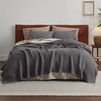 Cotton Throw Blanket Long-Staple Waffle Weave Machine Washable
