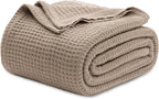 Cotton Throw Blanket Long-Staple Waffle Weave Machine Washable