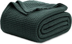 Cotton Throw Blanket Long-Staple Waffle Weave Machine Washable