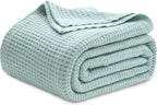 Cotton Throw Blanket Long-Staple Waffle Weave Machine Washable