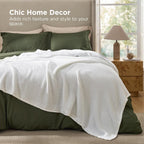 Cotton Throw Blanket Long-Staple Waffle Weave Machine Washable
