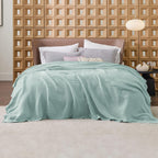 Cotton Throw Blanket Long-Staple Waffle Weave Machine Washable