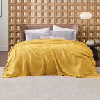 Cotton Throw Blanket Long-Staple Waffle Weave Machine Washable