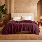 Cotton Throw Blanket Long-Staple Waffle Weave Machine Washable