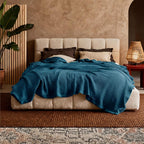 Cotton Throw Blanket Long-Staple Waffle Weave Machine Washable