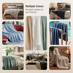 Cotton Throw Blanket Long-Staple Waffle Weave Machine Washable