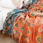 Cotton Throw Reversible Floral Machine Washable