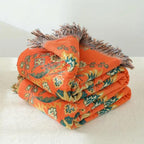Cotton Throw Reversible Floral Machine Washable