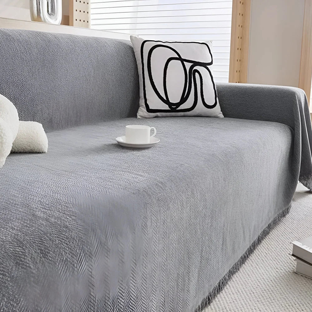 Couch Cover Textured Fabric Tassel Edge Machine Washable