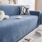 Couch Cover Textured Fabric Tassel Edge Machine Washable