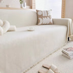 Couch Cover Textured Fabric Tassel Edge Machine Washable