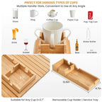 Couch Cup Holder Tray Foldable Bamboo Anti-Slip Base