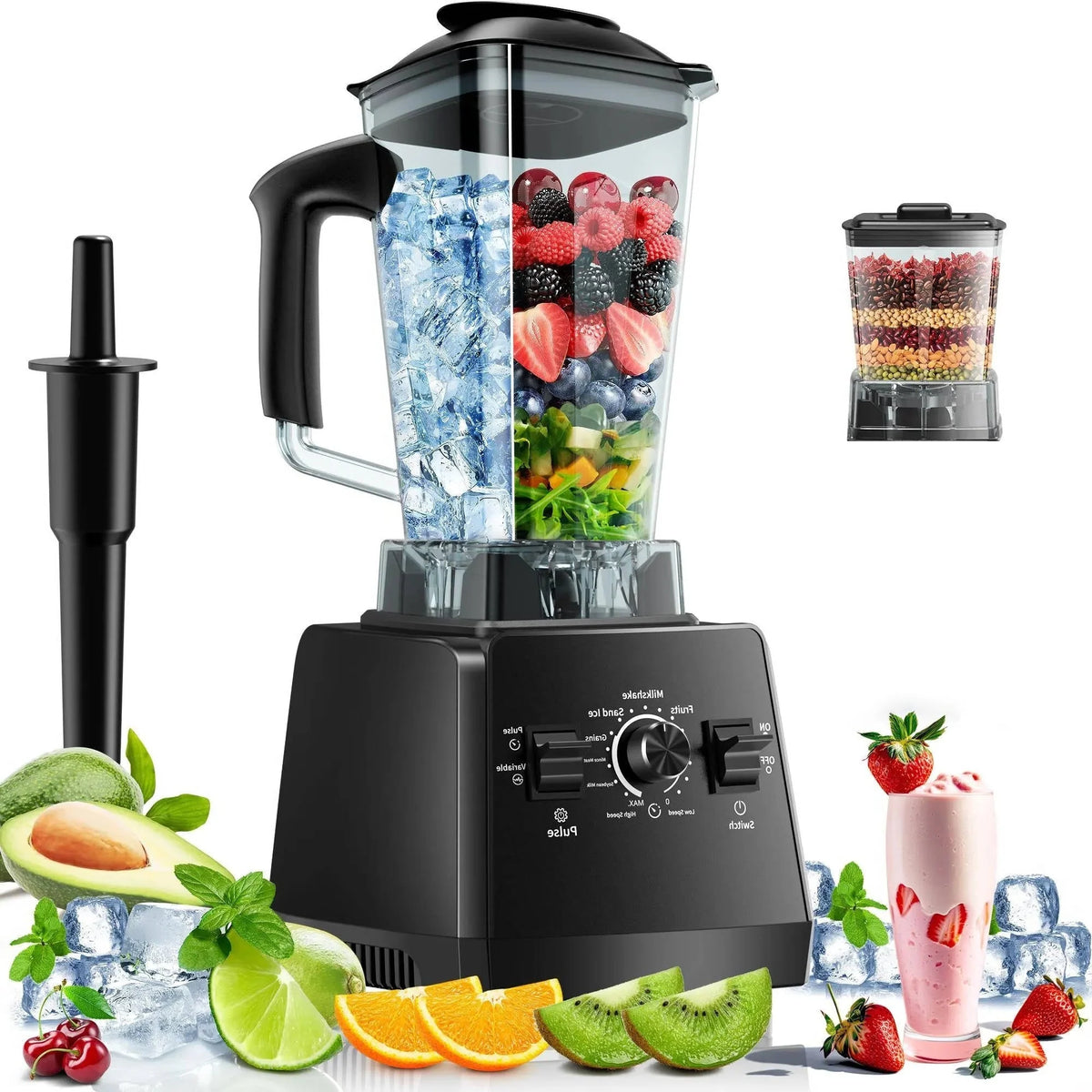Countertop Blender & Grinder 2400W Copper Motor 68 Oz