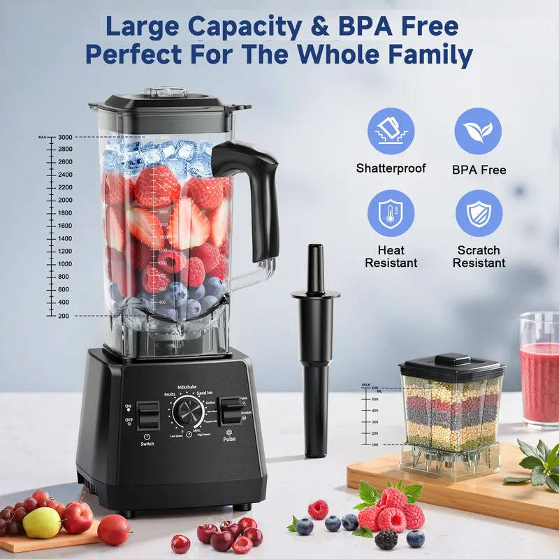 Countertop Blender & Grinder 2400W Copper Motor 68 Oz