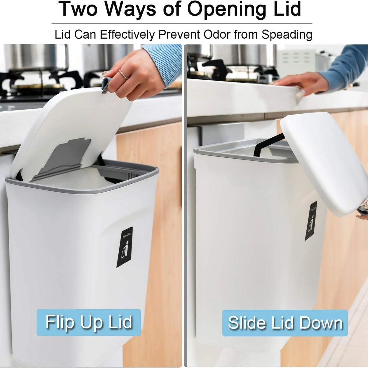 Countertop Compost Bin Airtight Rolling Lid 2.4 Gallon