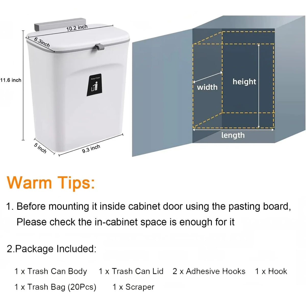Countertop Compost Bin Airtight Rolling Lid 2.4 Gallon