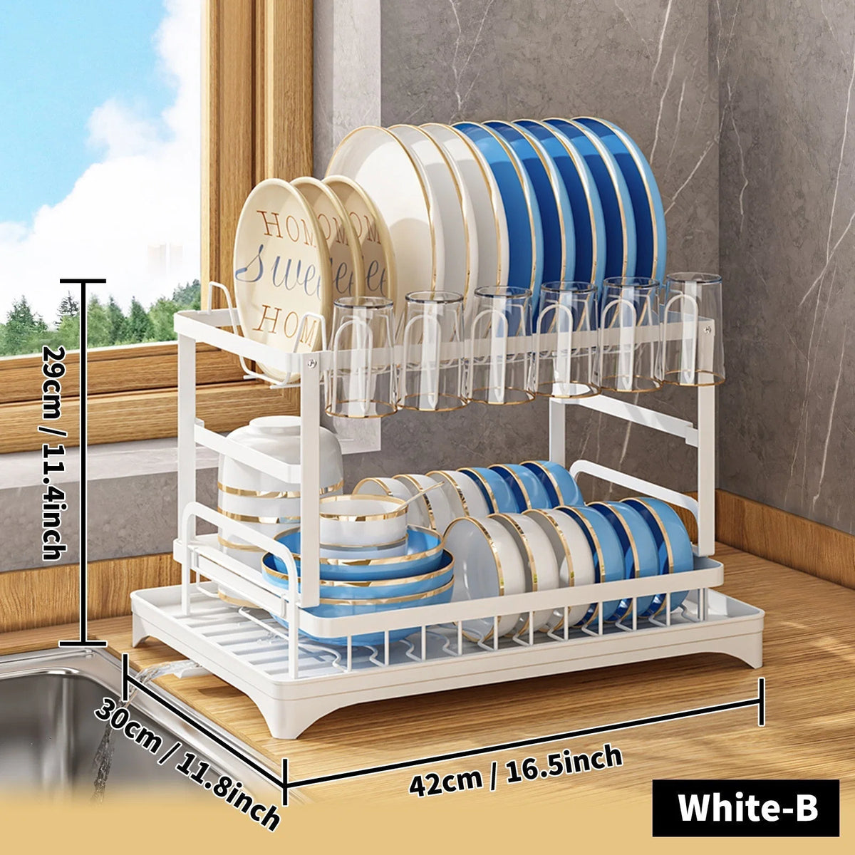 Countertop Dish Rack Stainless Steel Space-Saving Plate & Cutlery Organizer