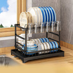 Countertop Dish Rack Stainless Steel Space-Saving Plate & Cutlery Organizer