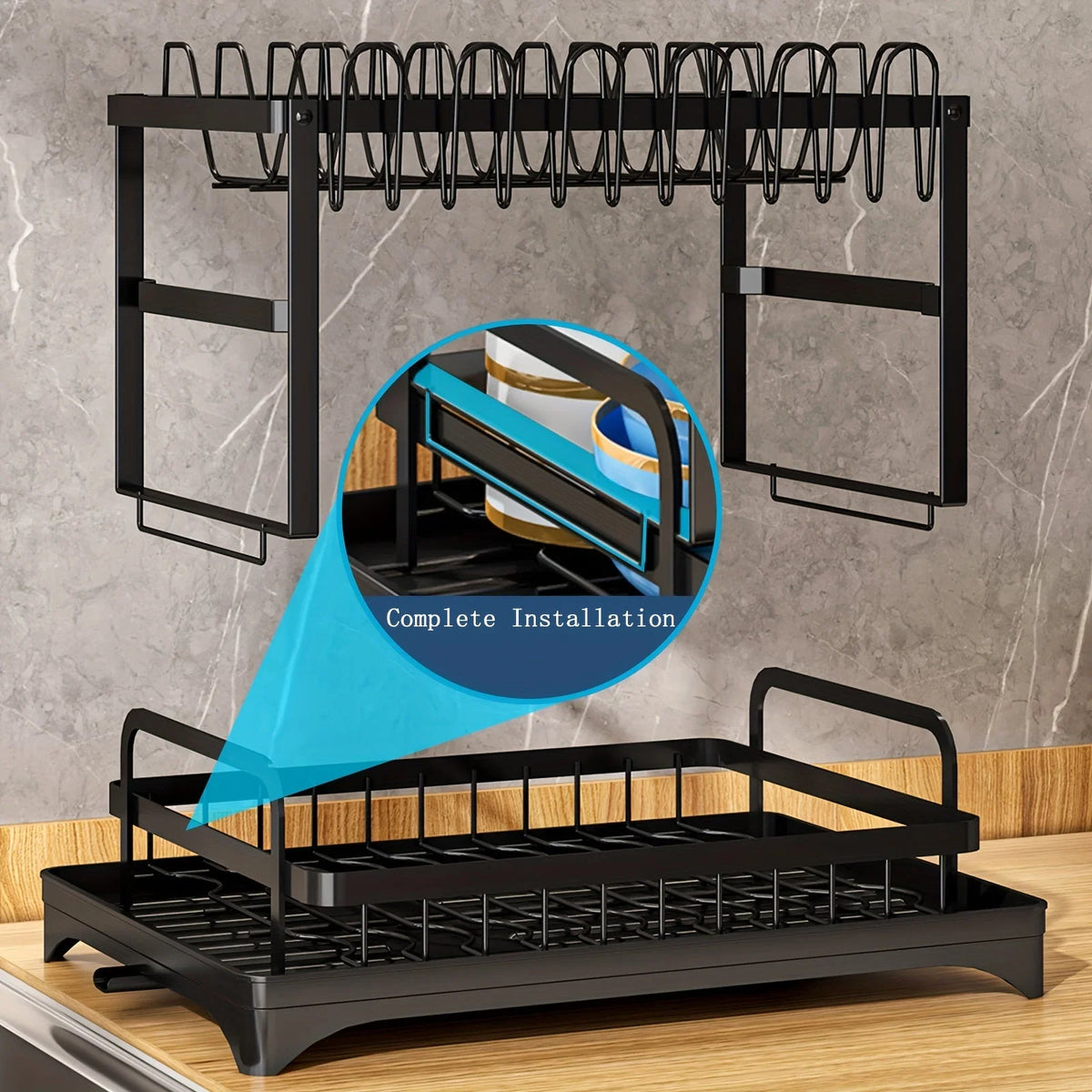 Countertop Dish Rack Stainless Steel Space-Saving Plate & Cutlery Organizer