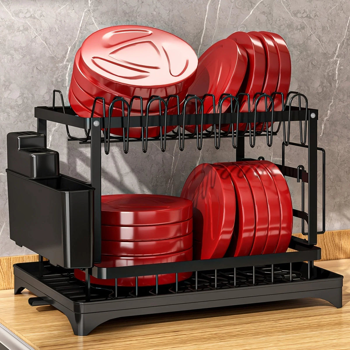Countertop Dish Rack Stainless Steel Space-Saving Plate & Cutlery Organizer