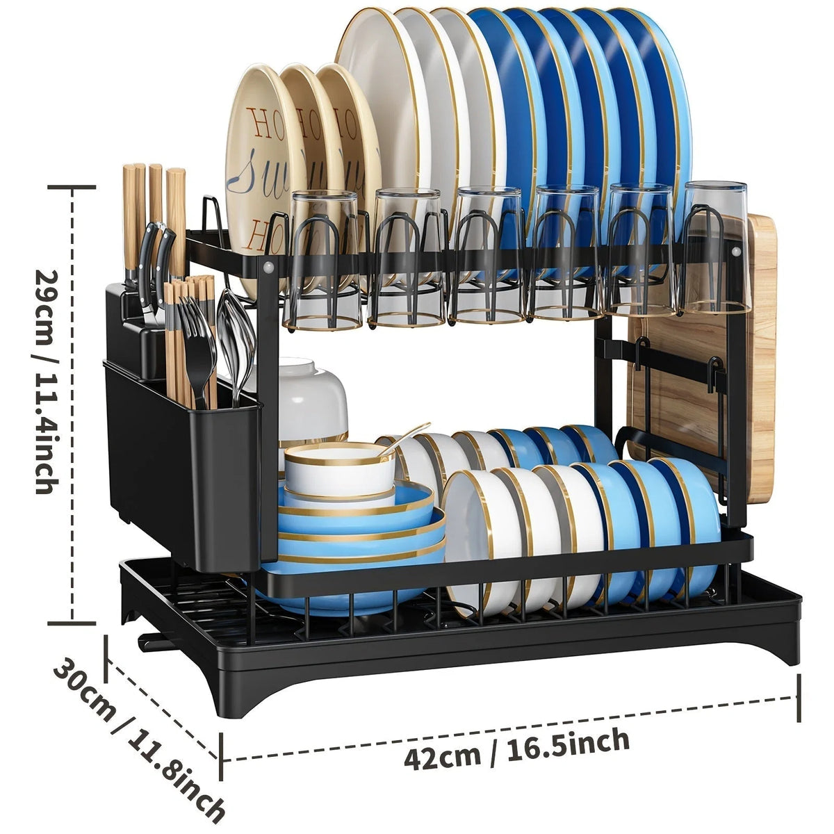 Countertop Dish Rack Stainless Steel Space-Saving Plate & Cutlery Organizer