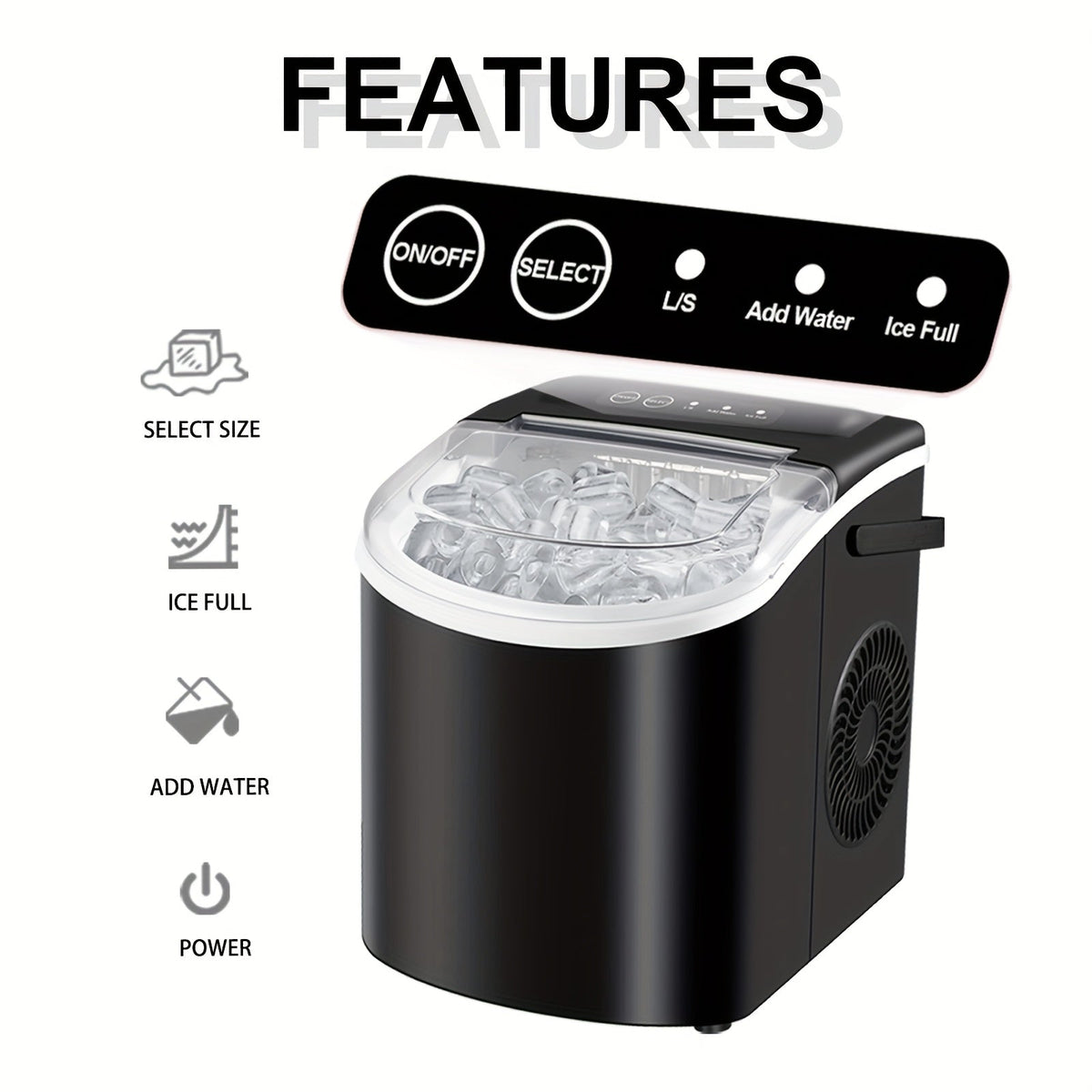 Countertop Ice Maker 6-Minute Compact Portable 26 Lb Daily