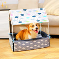 Covered Pet Bed Fleece Draft-Blocking Removable Cushion