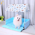 Covered Pet Bed Fleece Draft-Blocking Removable Cushion