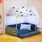 Covered Pet Bed Fleece Draft-Blocking Removable Cushion