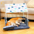 Covered Pet Bed Fleece Draft-Blocking Removable Cushion