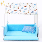 Covered Pet Bed Fleece Draft-Blocking Removable Cushion
