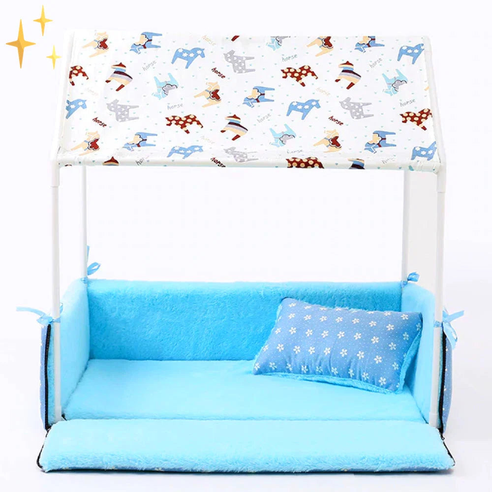 Covered Pet Bed Fleece Draft-Blocking Removable Cushion