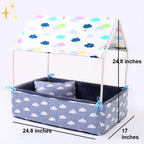 Covered Pet Bed Fleece Draft-Blocking Removable Cushion