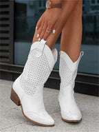 Cowboy Boots Mid-Calf Breathable Leather & Soft Lining