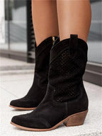 Cowboy Boots Mid-Calf Breathable Leather & Soft Lining