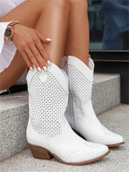 Cowboy Boots Mid-Calf Breathable Leather & Soft Lining