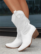Cowboy Boots Mid-Calf Breathable Leather & Soft Lining
