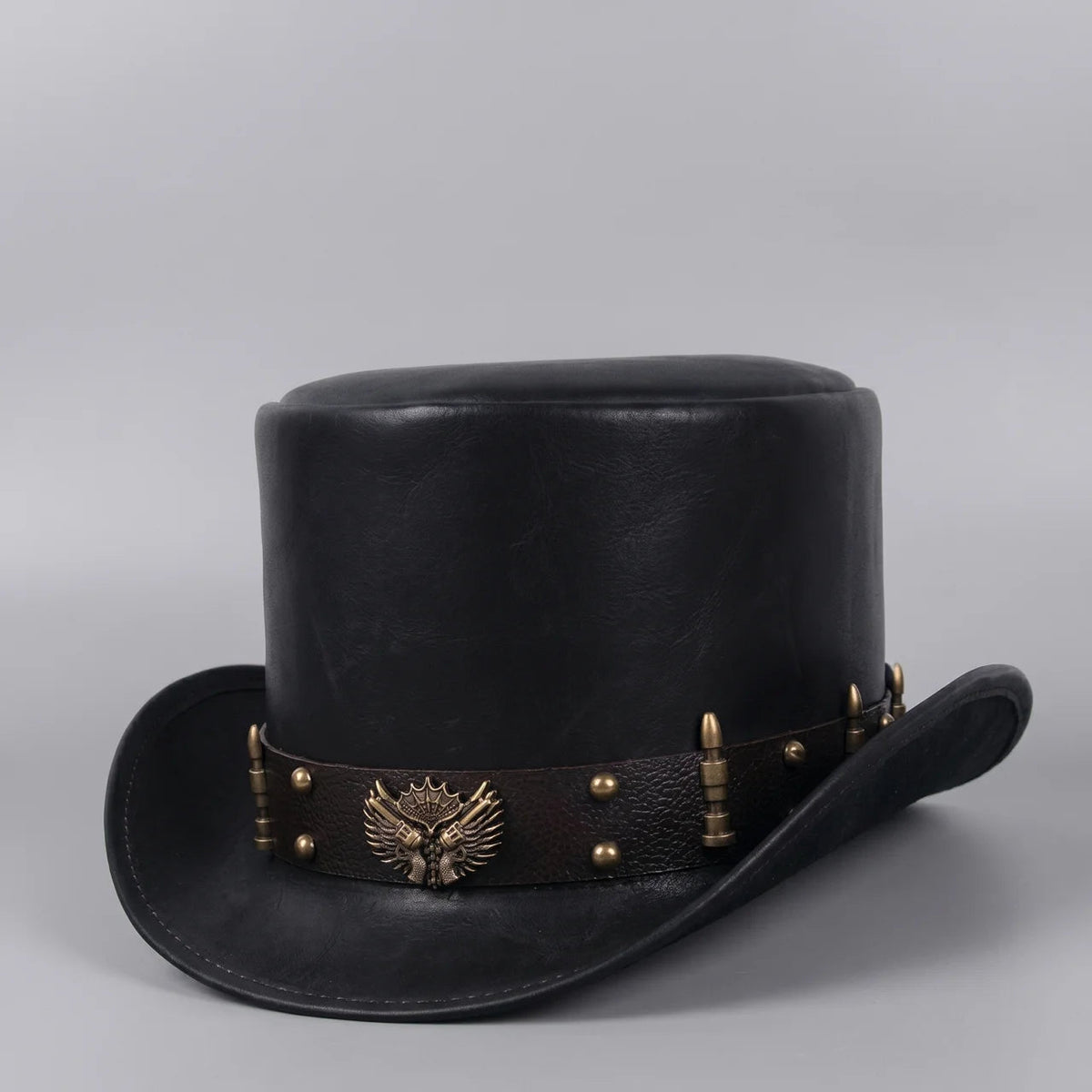 Cowboy Hat High Crown Curved Brim Metal Accent Band