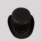 Cowboy Hat High Crown Curved Brim Metal Accent Band