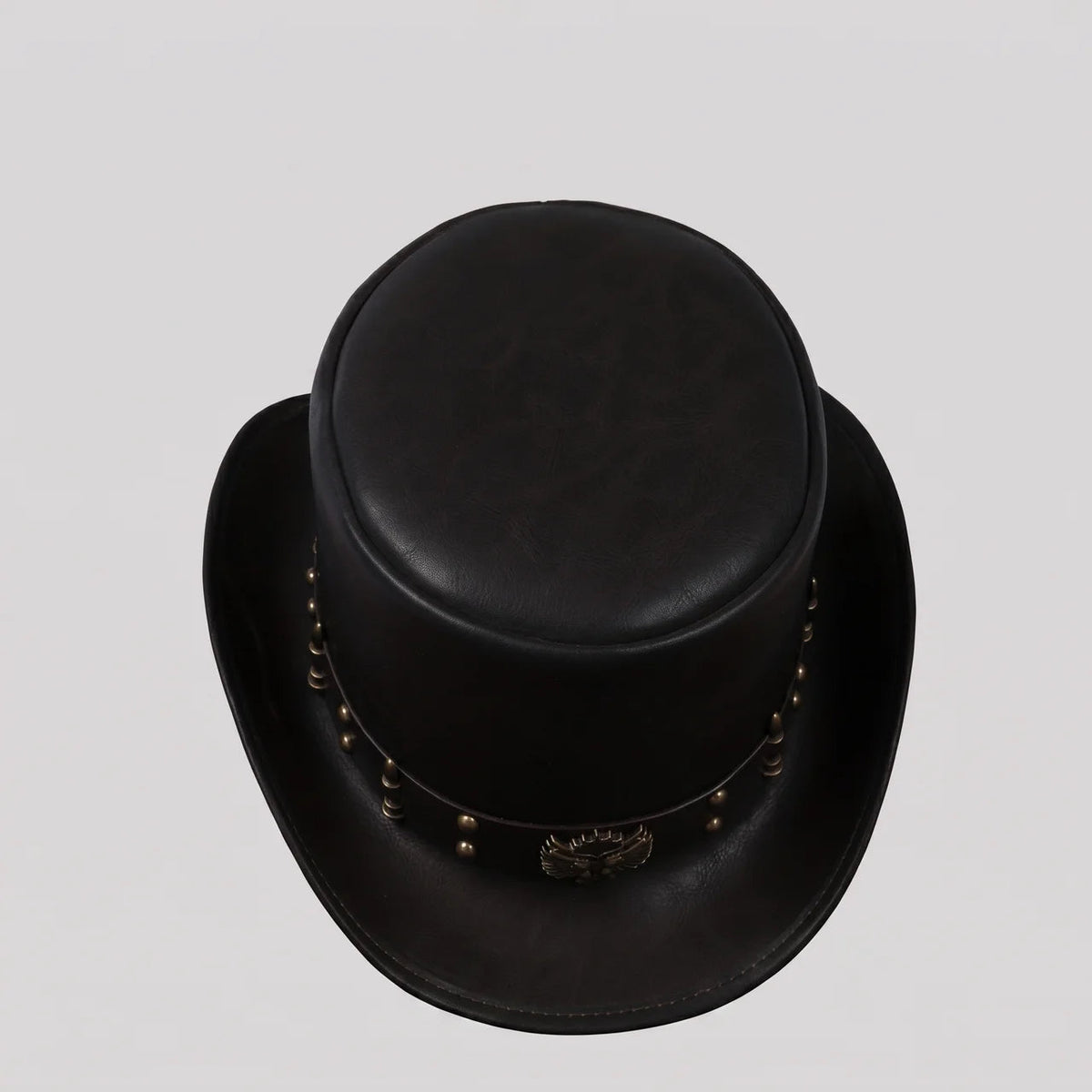 Cowboy Hat High Crown Curved Brim Metal Accent Band
